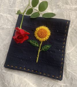 向日葵手工刺绣古风双层纯棉手帕diy材料包男女朋友生日毕业礼物