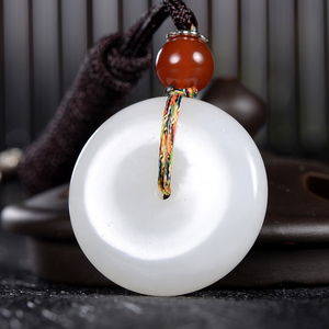 新疆天然和田玉羊脂白玉怀古平安扣男士女款玉石玉坠玉佩玉吊坠子