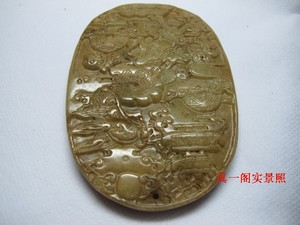宋代古玩玉器 浮雕龙宫老黄玉腰牌 老玉挂件 雕工精细 收藏佩戴!