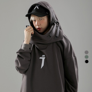 吉业重工秋冬新款机能风鱼嘴帽卫衣男女嘻哈潮流宽松连帽加绒上衣