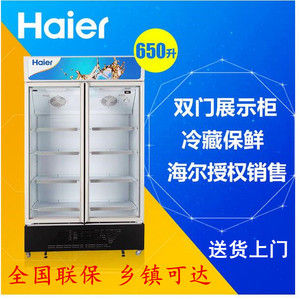 haier/海尔 sc-650hl立式双门展示柜 冷藏保鲜水果冰柜玻璃饮料柜