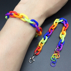 lgbt六色彩虹手链彩色亚克力同志情侣脚手绳礼物首装饰品手镯周边