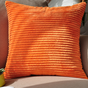 灯芯绒靠垫抱枕靠枕套子不含芯毛绒糖果色汽车沙发桔色橙色纯色