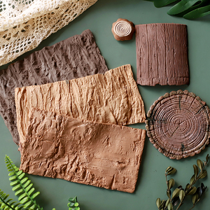 烘焙蛋糕硅胶模具森系树桩树皮木纹纹路翻糖干佩斯烘焙工具轻土模