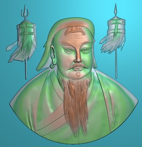 0439成吉思汗古代伟人三维立体精雕图浮雕图jdp数控雕刻图