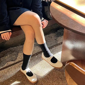 2023年韩版新款玛丽珍单鞋白色帆布小白鞋软萌可爱舒适平底单鞋女