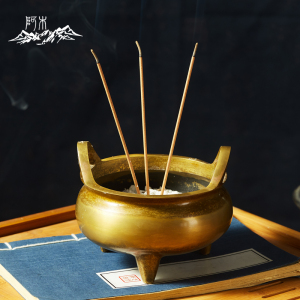 三足双耳线香炉 仿古纯铜香炉 檀香炉家用 烧香供奉拜佛观音财神