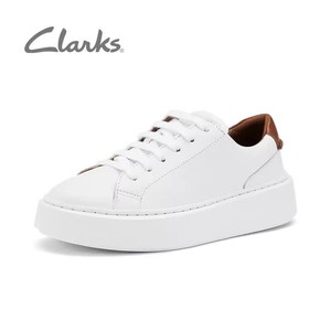 Clarks其乐女鞋2024春季新款时尚百搭小白鞋休闲鞋厚底真皮女单鞋