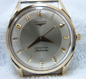 老古董二手原装瑞士14k实金【浪琴】全自动机械轨道表