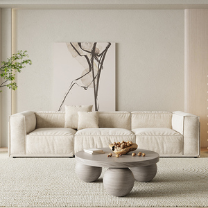 米白色棉麻布艺沙发布沙发新款设计意式简约客厅家具三人位布沙发