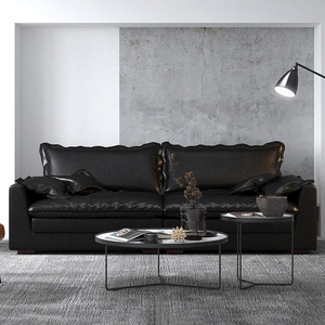 黑色科技布羽绒布艺沙发宽大小户型简约现代客厅家用北欧布沙发