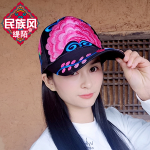 帽子女民族风绣花夏天薄遮阳帽户外防晒空顶棒球帽透气清凉太阳帽