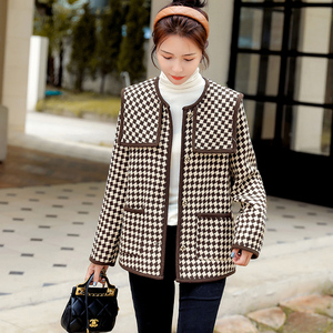2021海军领气质格子外套女短款小个子时尚设计感格子上衣外套开衫