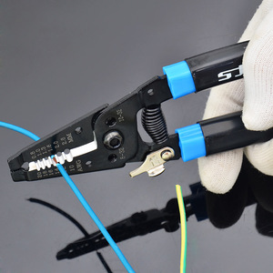 上匠弯柄剥线器自动压剪剥线钳 电工电子工具电缆剪刀剥皮扒皮钳