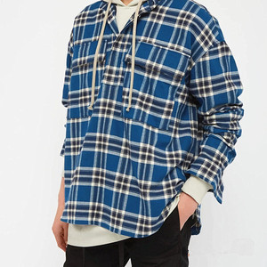 fog高街潮牌第六季红蓝格纹复古亨利领套头工装长袖男女情侣衬衫