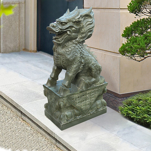 石雕麒麟一对家用看门神兽天然青石酒店庭院门口摆件汉白玉麒麟