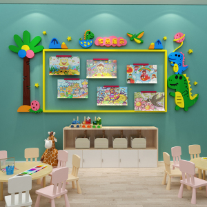 作品展示评比栏美术画教室布置装饰幼儿园环创学生风采照片墙面贴