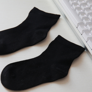 袜子纯棉春秋薄款男童女童秋冬棉袜男孩防臭白黑色中筒学素凯旗舰店