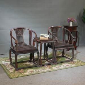 红木圈椅三件套实木老挝大红酸枝皇宫椅交趾黄檀扶手椅靠背椅围椅