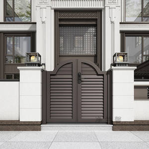 现代小区花园门铝合金别墅庭院大门学校铁艺小门公园铝艺对双开门