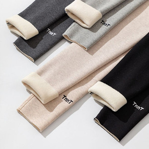 日系字母女秋裤羊羔绒休闲裤加绒自发热羊毛内穿加厚打底裤外穿潮