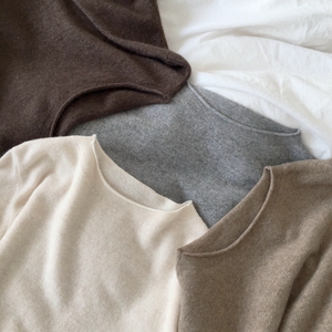 小阿飞家 软糯舒适牦牛绒自然卷边针织毛衣