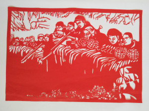 红色故事人物剪纸纯手工镂空刻纸学生剪画贴纸贴画双面红宣纸延安