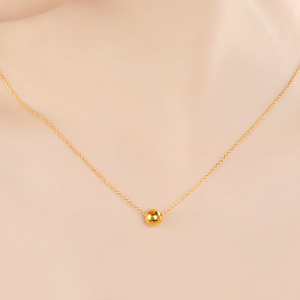 黄金吊坠3d硬金足金999迷你转运珠项链女18k金锁骨套链小金珠纯金