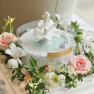 许愿池小天使生日蛋糕装饰摆件复古水柱喷泉硅胶模具翻糖巧克力模
