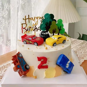 汽车总动员小汽车蛋糕装饰摆件小车儿童甜品台装饰插件小树配件