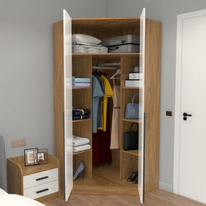 定制转角衣柜90度卧室置物架收纳柜组合橱柜小户型简约钻石三角柜