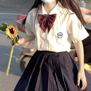 台湾师大附中短袖刺绣衬衣jk制服裙夏季日系学院风校供感白衬衫女
