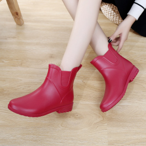 短筒雨鞋女成人韩国可爱水鞋胶鞋时尚外穿防滑加绒防水鞋雨靴水靴