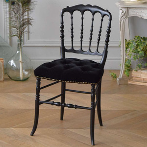 全实木餐椅中古风黑色罗马柱椅子小户型家用餐椅法式复古高档凳子