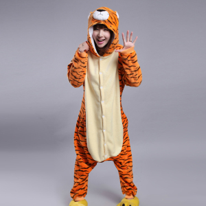 十二生肖卡通连体睡衣生肖虎法兰绒男老虎动物演出服装学校表演服
