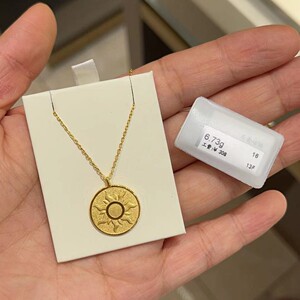 克减70 周大福太阳圆牌ing系列黄金套链吊坠足金项链结婚三金计价