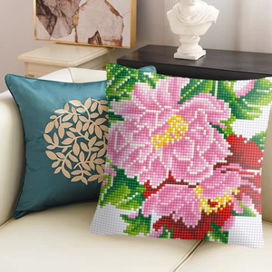 ks十字绣抱枕2022新款毛线绣简单绣手工绣牡丹富贵
