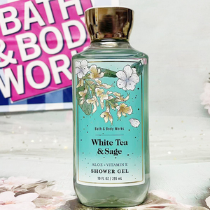 新包装清爽bbw白茶鼠尾草补水沐浴露295ml美国bath&body works