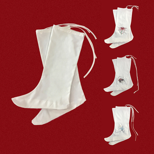 袜子纯棉云袜夏季古装长袜白色汉服绑腿长筒袜古代袜松紧袜45人付款