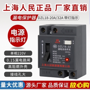 DZL18-32A家用漏电保护器20a漏电开关家用总开关漏电断路器带灯型