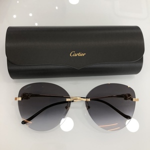 正品代购新款卡地亚cartier猎豹头太阳镜男女无框猫眼墨镜ct0269s