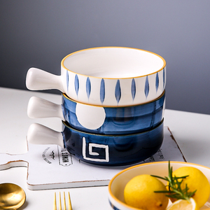 川岛屋青禾日式焗饭烤碗烤箱用陶瓷带手把碗单个家用创意餐具网红