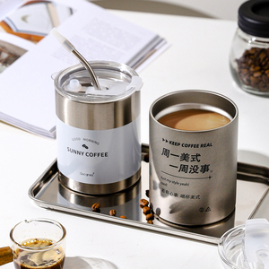 川岛屋美式不锈钢咖啡杯子高档精致拿铁杯便携式外带随行吸管水杯