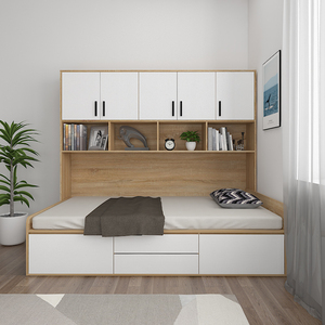 卧室单人床定制现代简约储物床带侧边柜收纳抽屉板式床定做1.2米