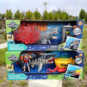 大白鲨鱼玩具集多美深海探险海洋动物模型嘴巴可动塑胶节日礼物男