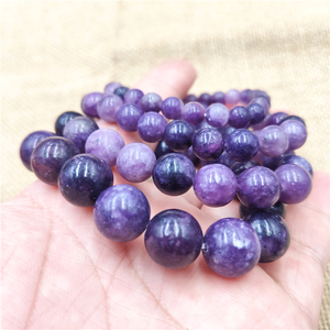 礼物天然diy紫锂云母石单圈手串送女友闺蜜水晶手链个性圆珠珠子