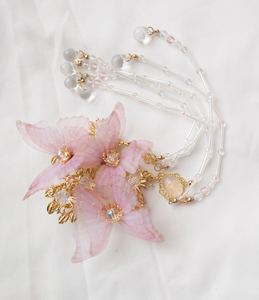 轩尘阁古风汉服发饰原创芸蝶粉色十三余小豆蔻儿粉花神异色花神祭