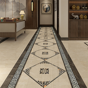 欧式花纹地面翻新地板贴波导线自粘地贴客厅餐厅瓷砖防水拼花贴纸