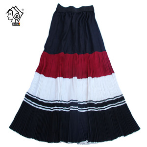 凉山彝族服装裙子百褶裙复古棉麻暗红色民族传统服饰女装半身长裙