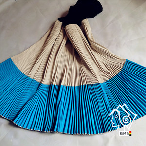 凉山彝族百褶裙蓝色棉麻手工半身裙长裙子大裙摆传统民族风服饰